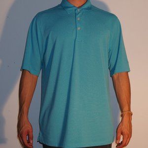 Walter Hagen Mens L Aqua Blue Polo Golf